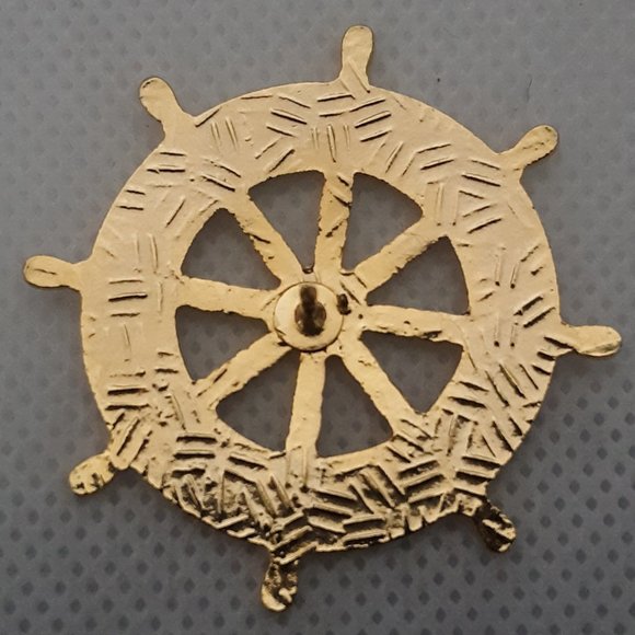 Cloisonne Floral Nautical Ships Wheel Pin Brooch - Picture 2 of 7